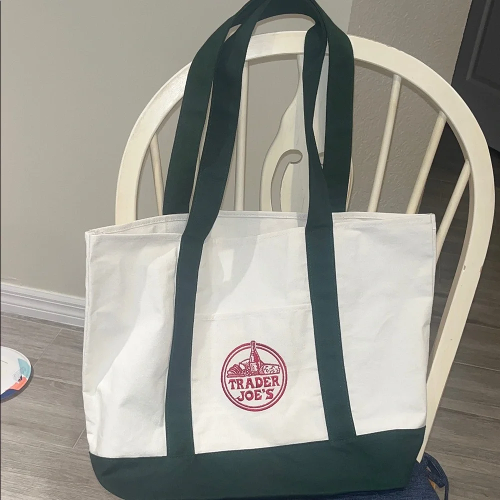 Trader Joe's Canvas Tote Bag Green NWOT - Picture 1 of 4